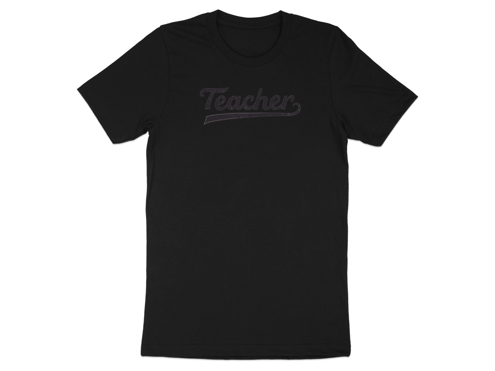 Black T-Shirt with Teacher Text Print Shirt