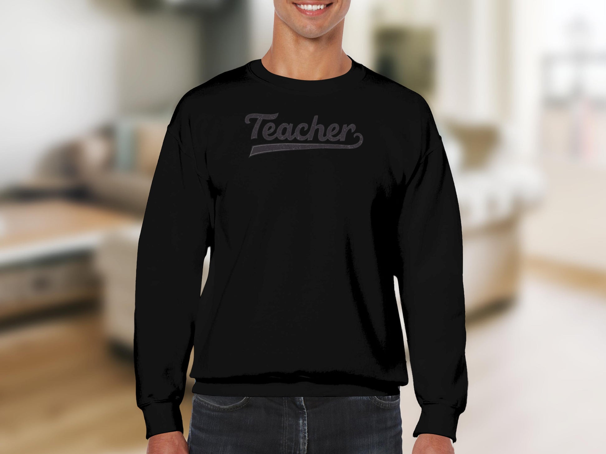 Teacher Black Crewneck Sweatshirt Apparel Product