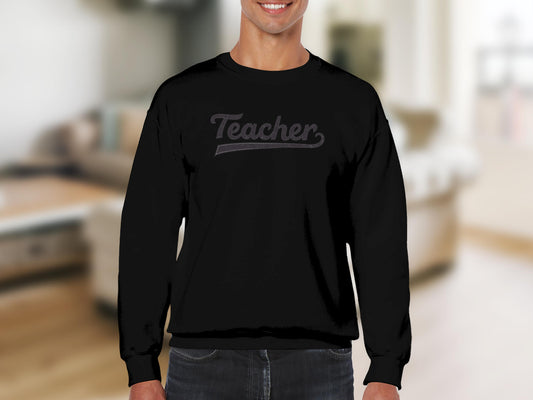 Comfortable black Teacher design sweatshirt product