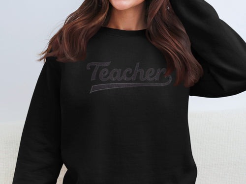 Teacher Printed Long Sleeve Pullover Sweatshirt